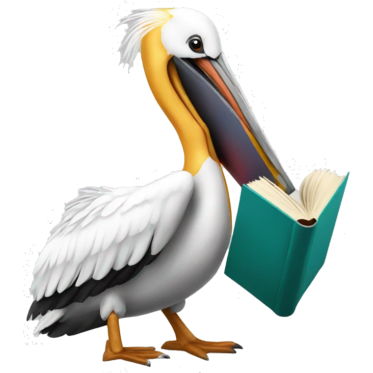 Pelican with book emoji