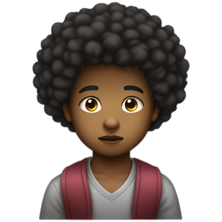 kid afro sad emoji