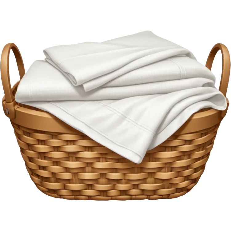 a wicker basket with white bedsheets emoji