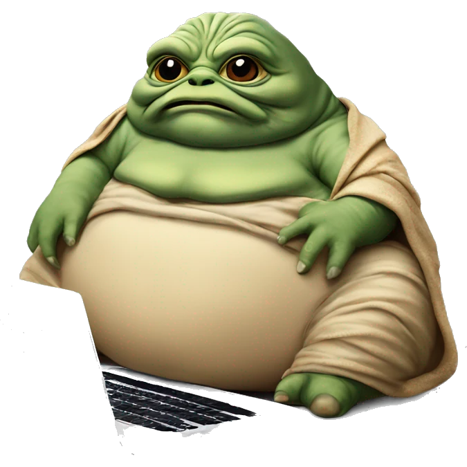 Jabba the Hutt from Star Wars with a laptop emoji