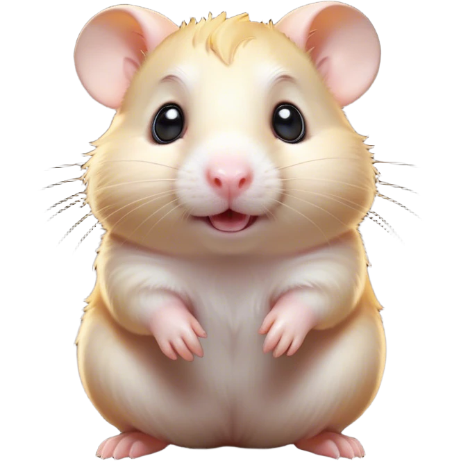 Cinematic Comical Cream Hamster Portrait Emoji, Head tilted dramatically with an exaggeratedly amused expression, featuring a striking cream fur with a luminous sheen, wide, expressive dark eyes filled with playful disbelief, Simplified yet hilariously expressive features, highly detailed, glowing with a slightly sassy glow, high shine, dramatic yet playful, stylized with an air of cheeky mischief, bright and endearing, soft glowing outline, capturing the essence of a spirited and over-the-top hamster, so meme-worthy it feels like it could side-eye its way into internet fame instantly! emoji