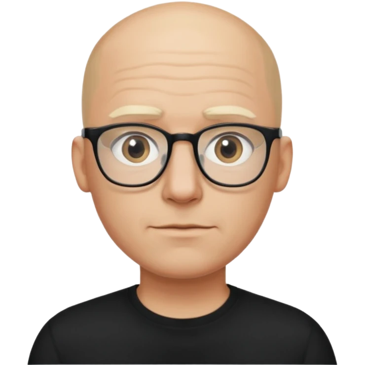 bald blonde man with eyeglasses with black shirt emoji