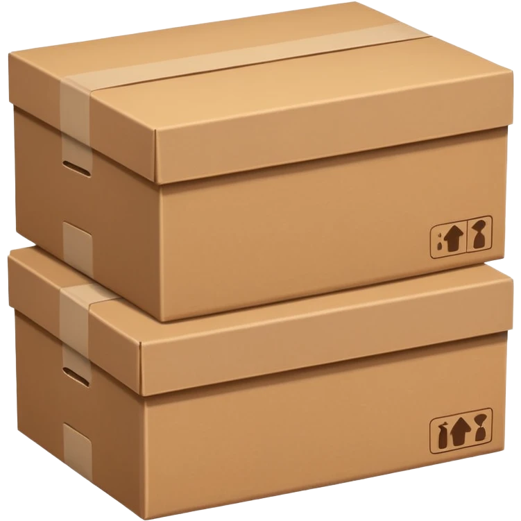 three brown paper boxes emoji