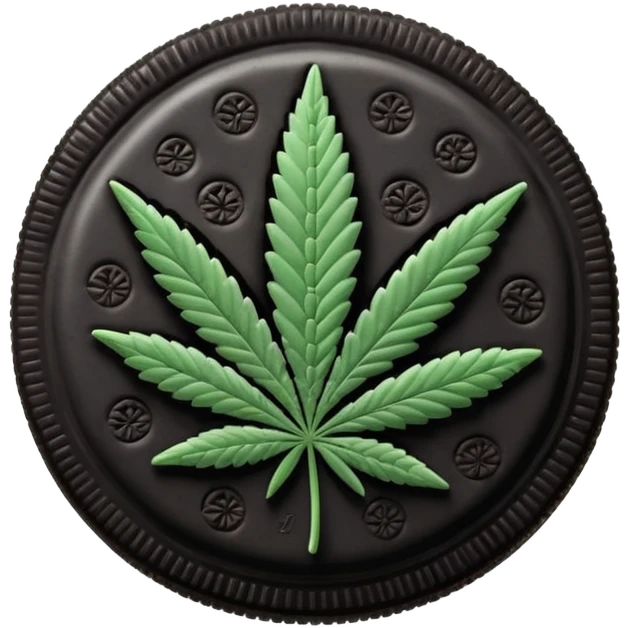 black and white oreo cookies with cannabis leaf emoji