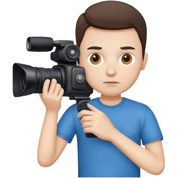 cameraman hold a camera, white skin and tshirt emoji