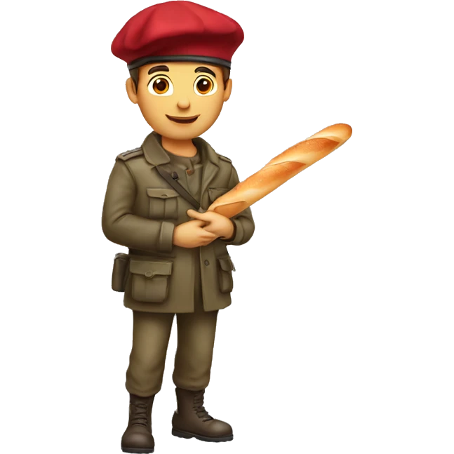 Frenchman in beret with baguette emoji