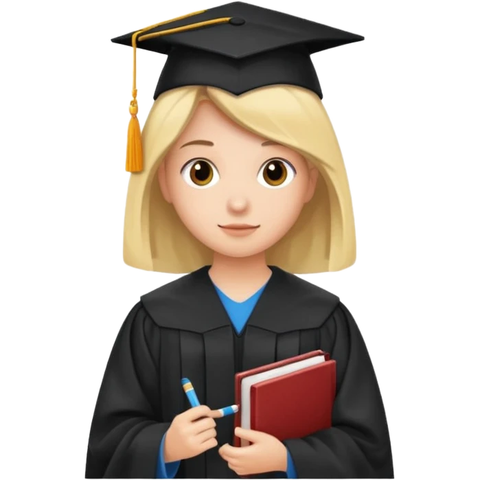 студентка становится успешной и учится в европе на белом фоне emoji