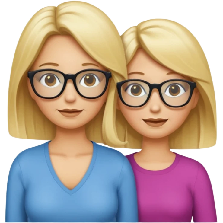 je voudrai un emoji d'une maman blonde avec des lunettes et de sa fille aux cheveux longs et blonds avec des lunettes emoji