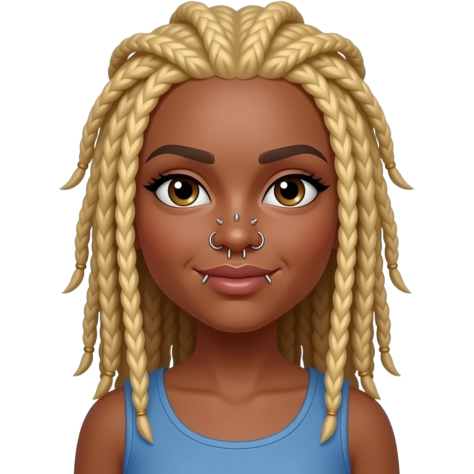 Black girl with blonde locs ande locs and nose piercings emoji