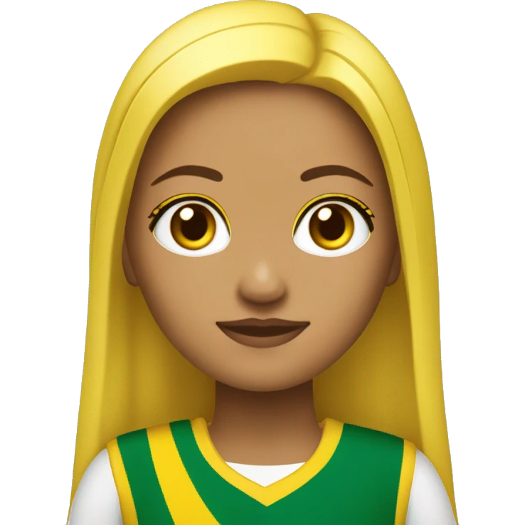 menina pele morena roupa do sao paulo  olho verde cadelo amarelo. emoji