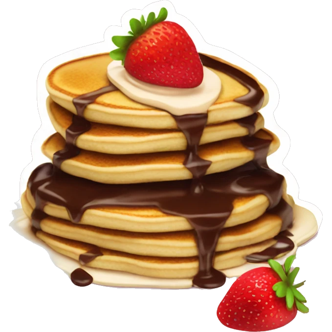 Pancakes with strawberries and chocolate sauce emoji