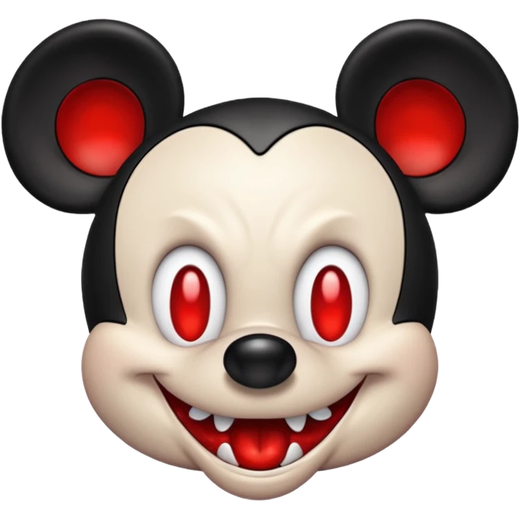 Evil mickey mouse with blood and angry emoji