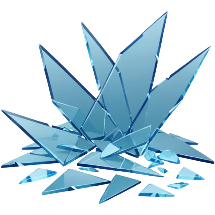 3D render of Broken Glass Shards, forensic investigation aesthetic, sterile clinical lighting, cool blue undertones, sharp high-contrast details, professional clean look. emoji