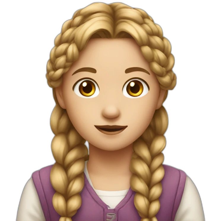 A young girl with long hair in a braid emoji