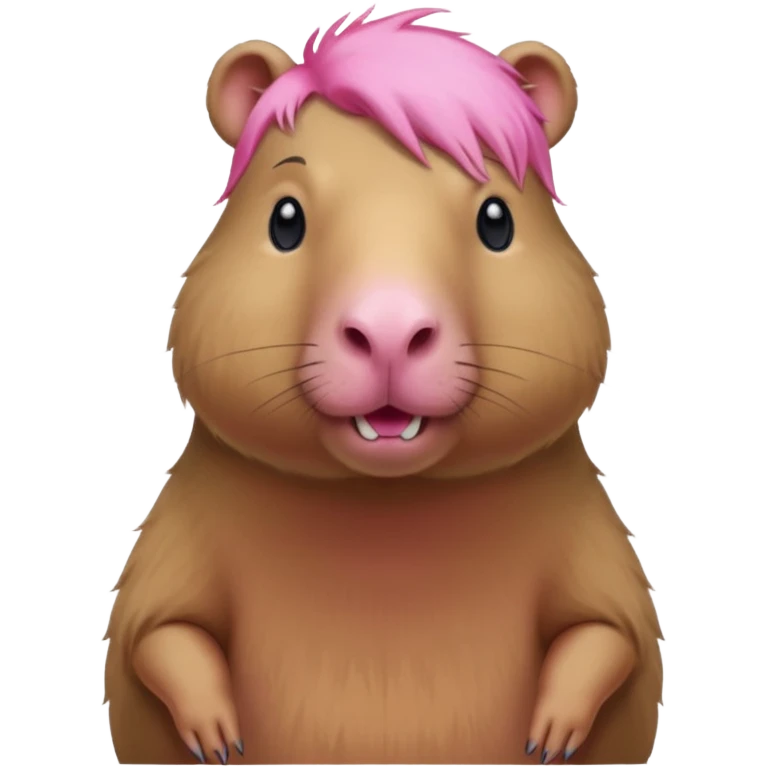 Capybara with pink head hair, standing emoji