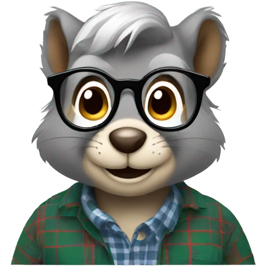 Squirrel with glasses and flannel shirt grey hair emoji