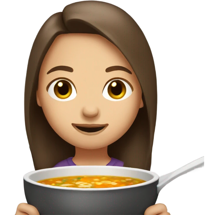 Girl long brown hair eating soup emoji