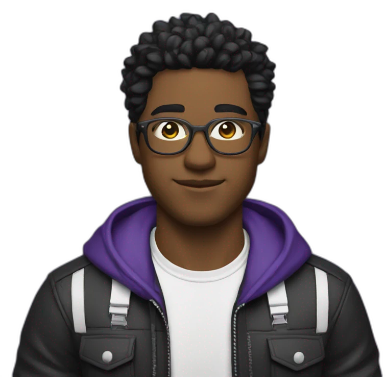 Gamer, twitch, cabello negro, lentes, blanco, hombre emoji