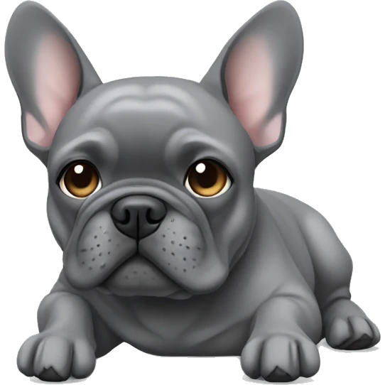 Gray Frenchie laying emoji