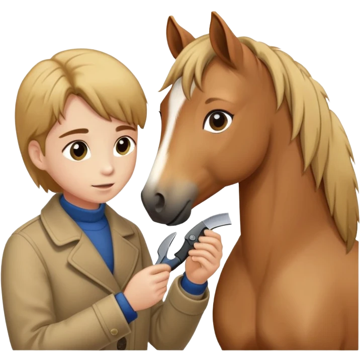 person grooming a pony emoji