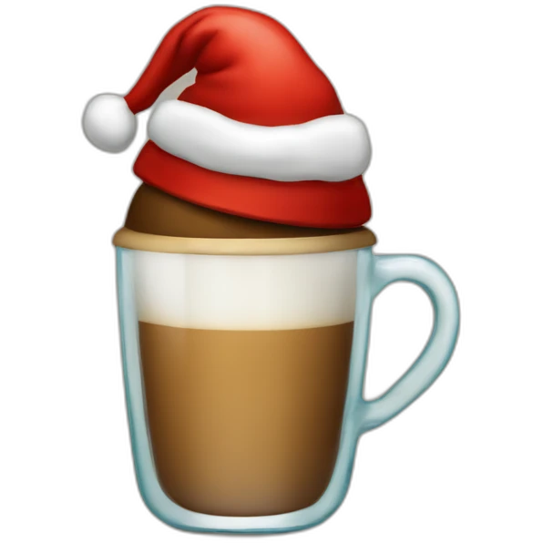 glass of coffee with christmas hat emoji