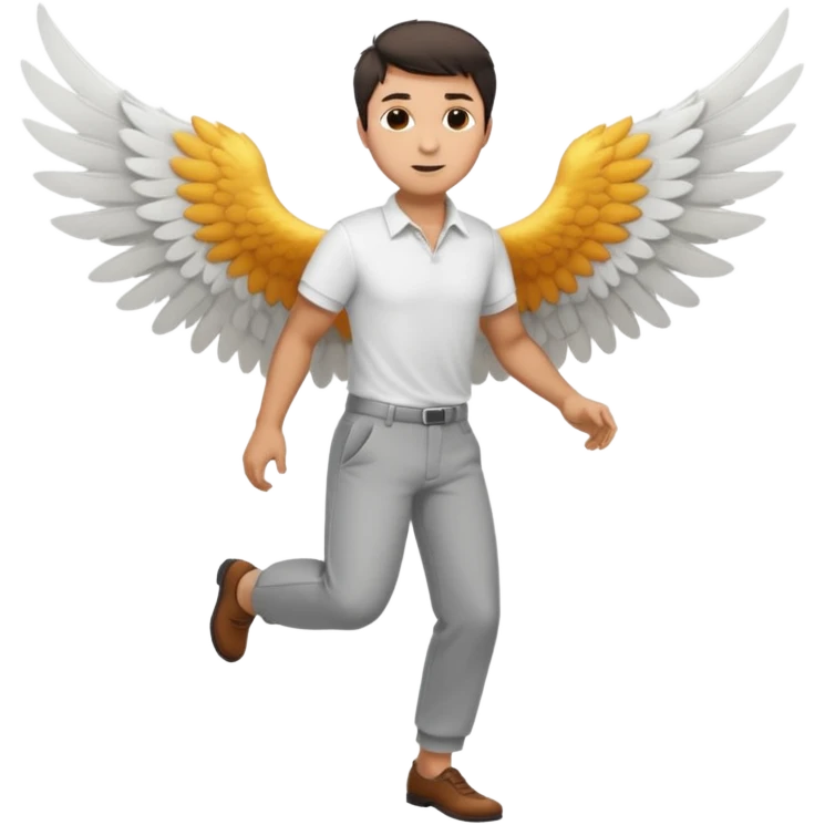 A man flying with wings in shert and pants emoji