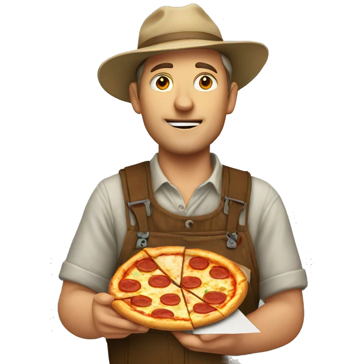 White farmer eating pizza emoji