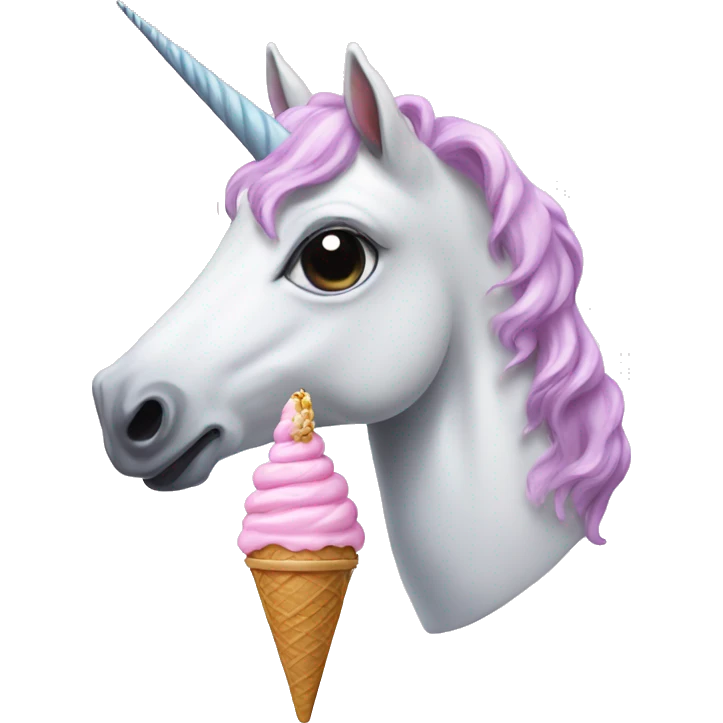 unicorn with a bow eating ice cream emoji