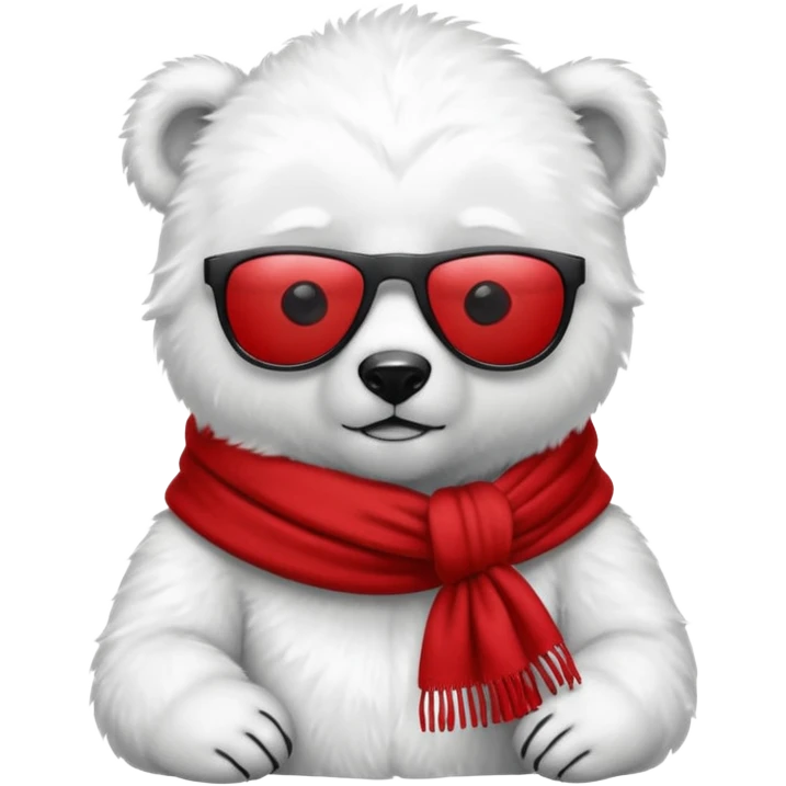 baby polar bear wear black sunglasses, red scraft emoji