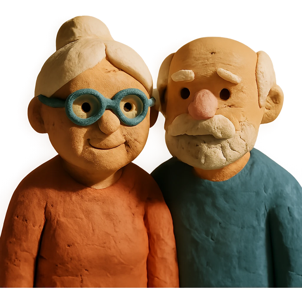 elderly white grandmother and grandfather together emoji