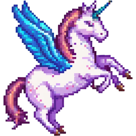 pixel art unicorn soaring in the sky emoji