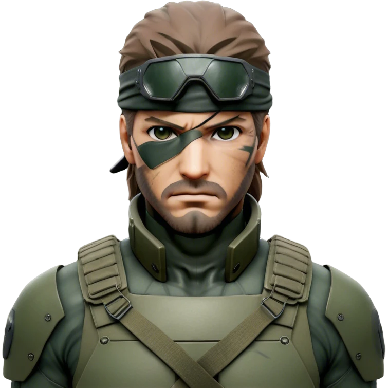 Cinematic Realistic Metal Gear Solid Snake Soldier Portrait, depicted with steely determination and tactical precision. Clad in intricately detailed combat attire in consistent muted greens, browns, and blacks, his rugged, weathered features and piercing eyes exude relentless resolve. Rendered with lifelike texture and dramatic, natural lighting, high shine, noble and stealthy, capturing the essence of a legendary soldier operating in the shadows. emoji