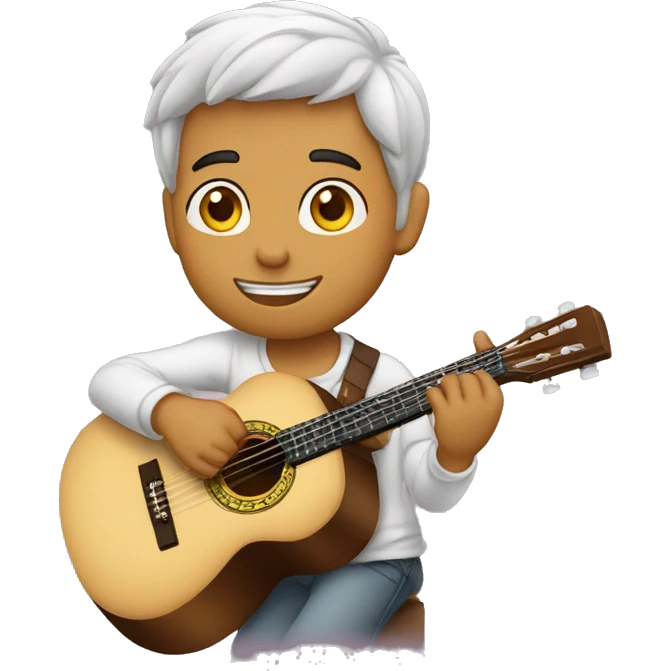Jovem branco tocando cavaquinho emoji