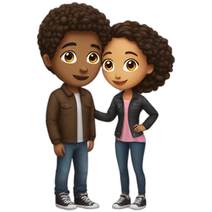 Mixed girl and her mixed boyfriend kissing  emoji