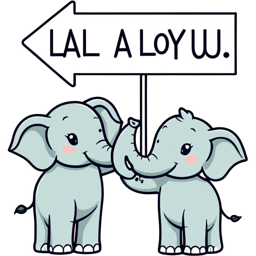 Elephants with a Sign that says LALA LOVES YOU! emoji