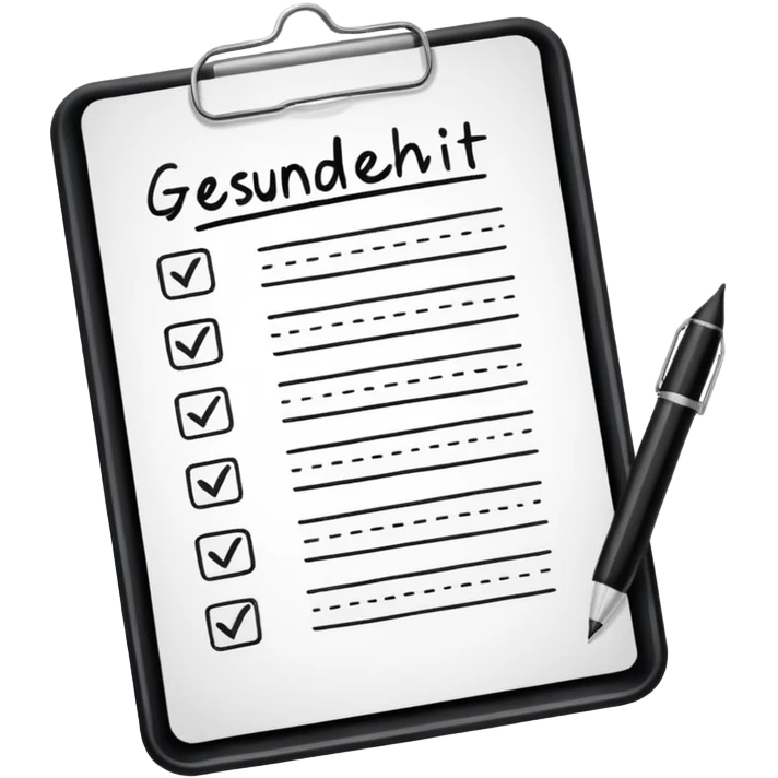 Checklist with the work "Gesundheit" on the top emoji