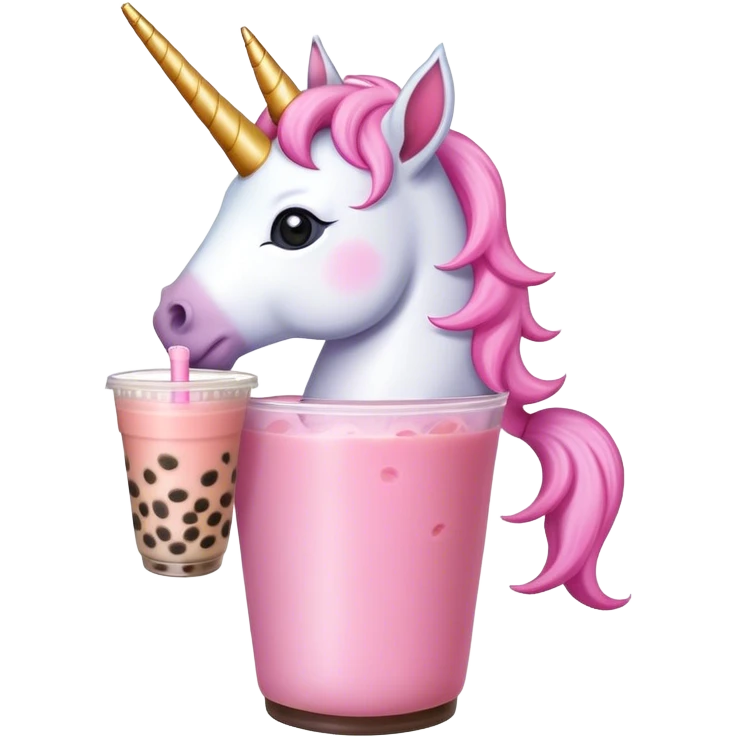 Unicorn drinking boba tea  emoji