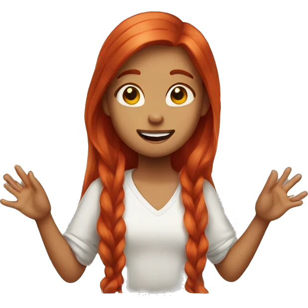 Girl long red hair raising hand emoji