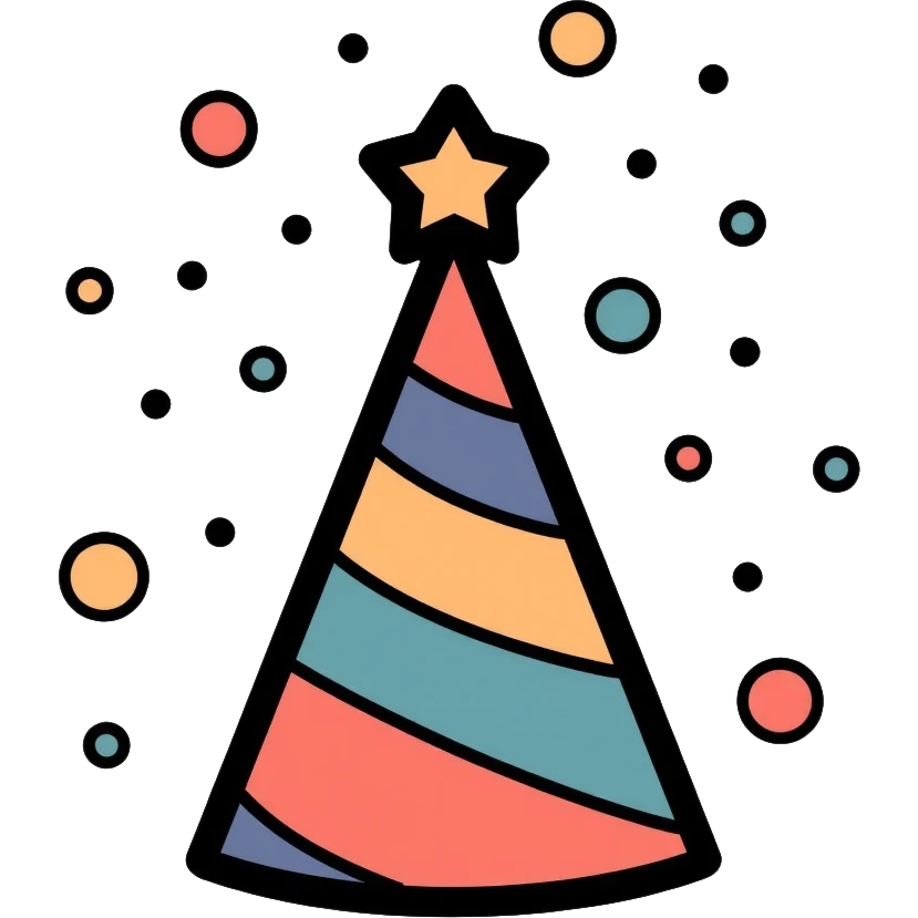 party hat with confetti emoji