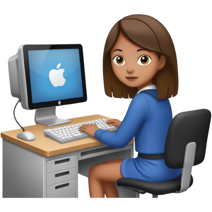 a girl entering/walking a computer room in an organized manner emoji