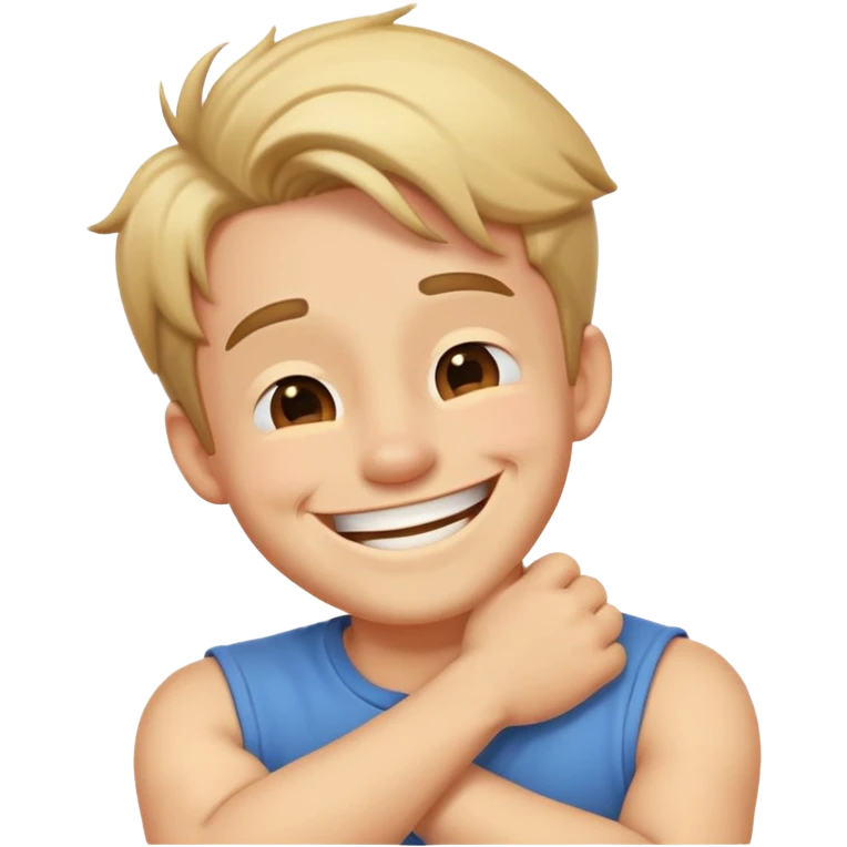 Crossed arms holding neck laughing guy emoji