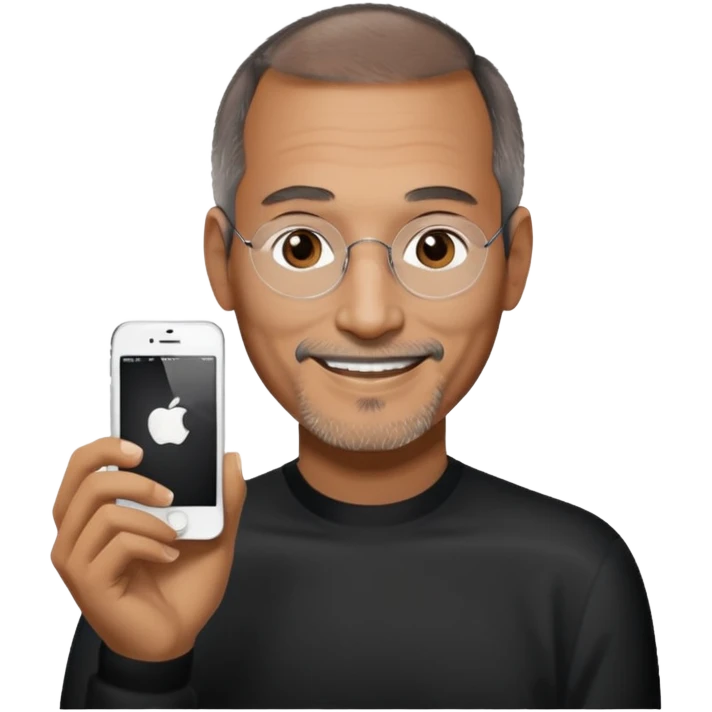 Steve Jobs holding a iPhone happy emoji