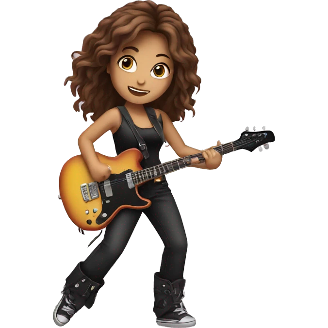 A rocker dancing girl with brown hair emoji