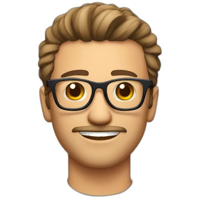 Hombre moreno de pelo corto con lentes emoji