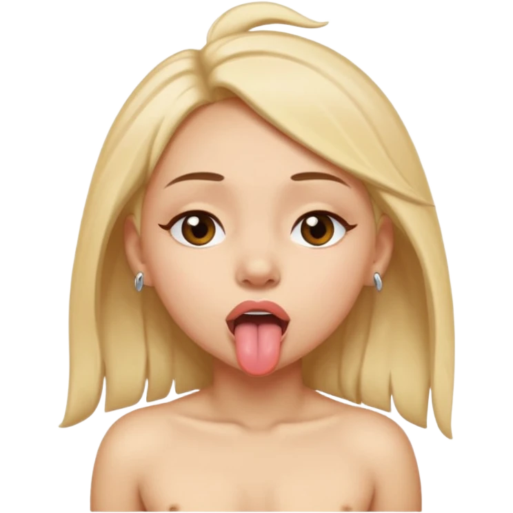 girl naked with eye close and tongue charm emoji