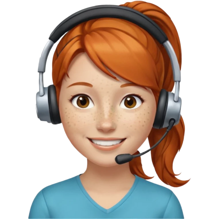 receptionist face ponytail ginger with headpset emoji