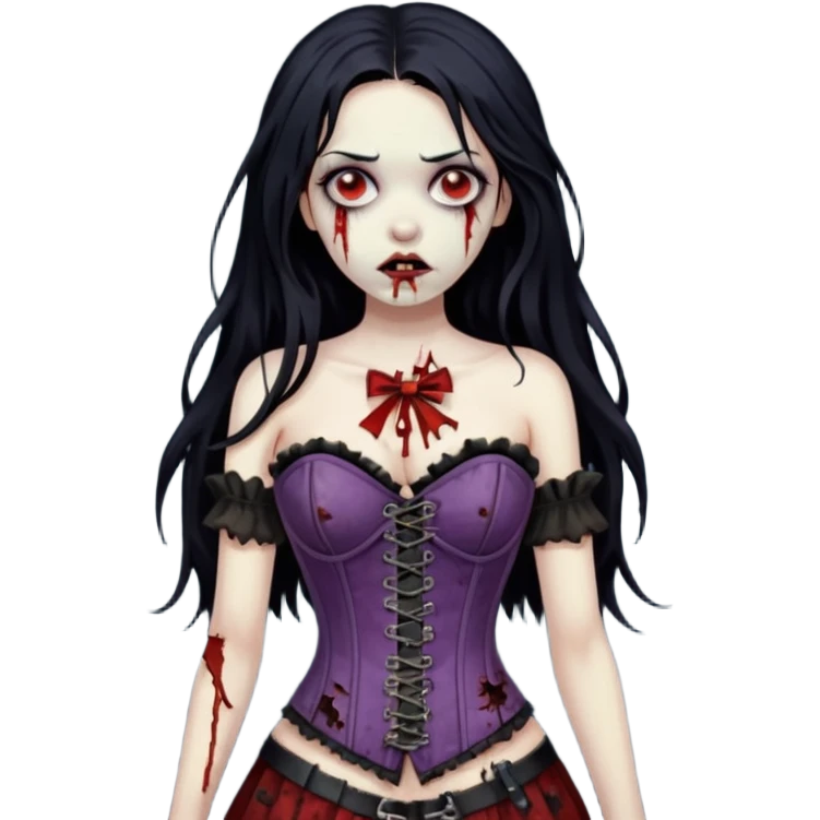zombie girl, long black hair and corset emoji