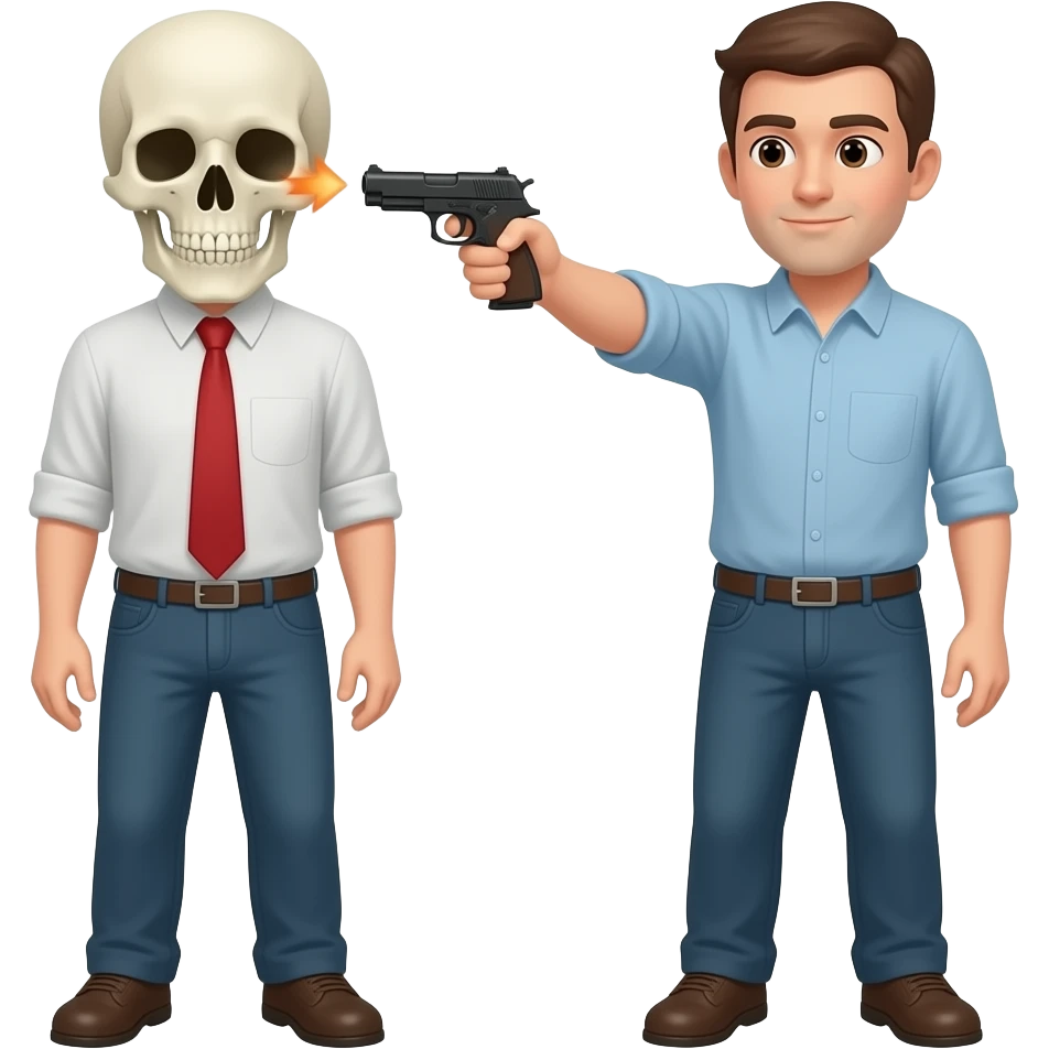 A person killing himself, have the gun pointing at his skull emoji