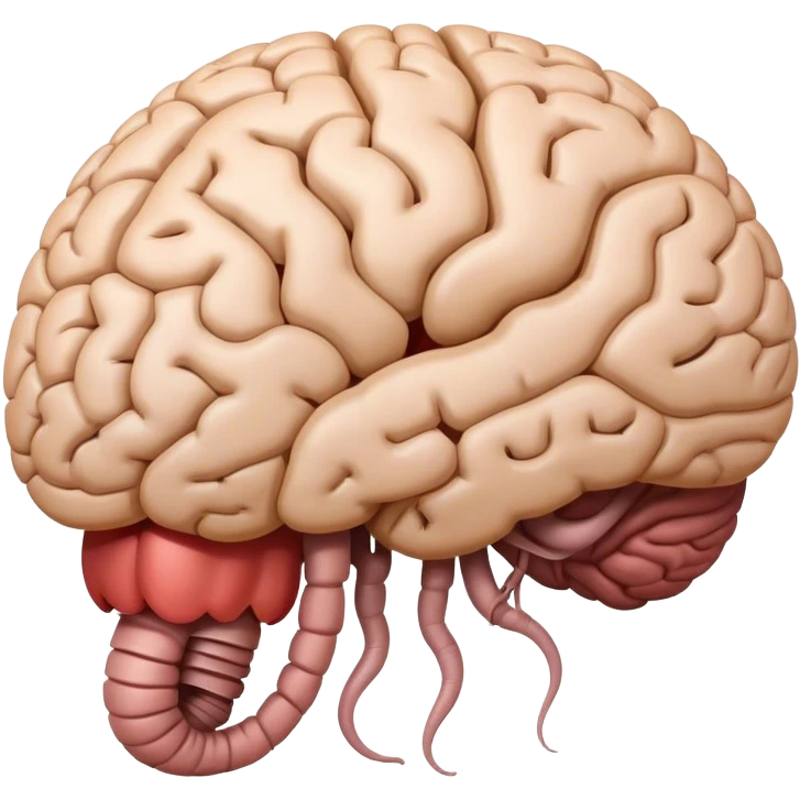 A human brain with a worm coming out of it emoji