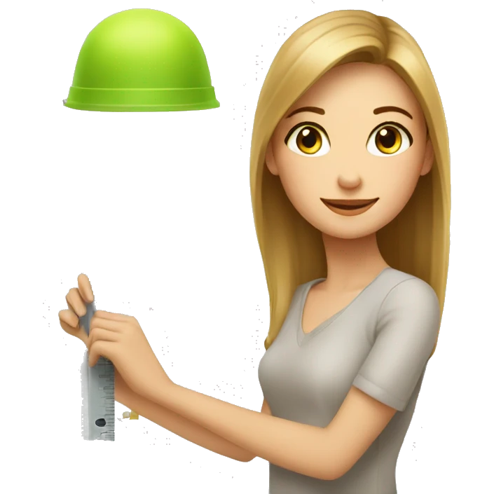 The girl interior designer does the measurement of the design  emoji